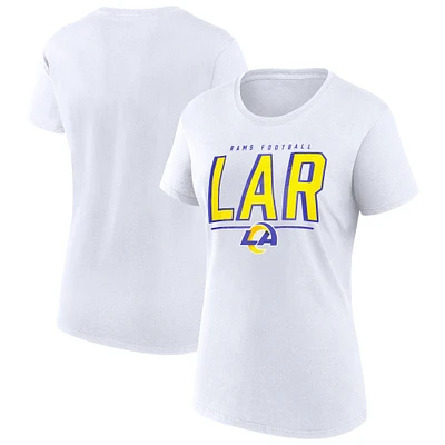 T-shirt blanc fanatique pour femme des pom-pom girls Los Angeles Rams