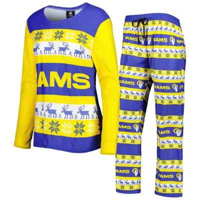 Los Angeles Rams FOCO Women's Holiday Ugly Pajama Set - Royal