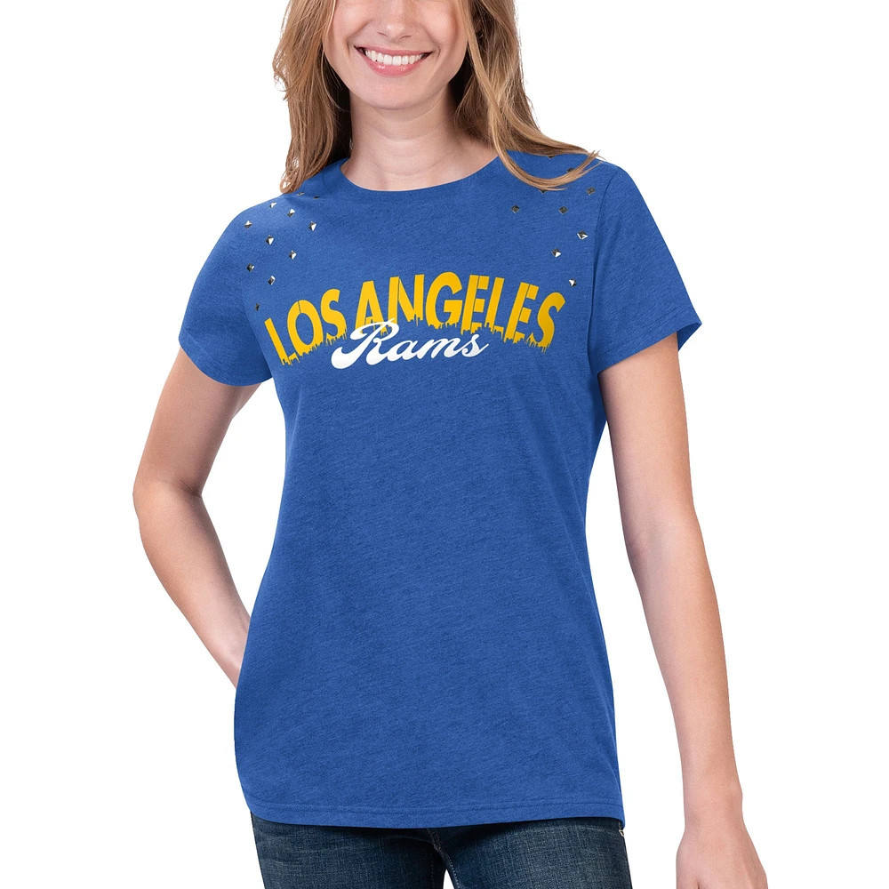 T-shirt du jeu principal G-III 4Her par Carl Banks Heathered Royal Los Angeles Rams pour femmes