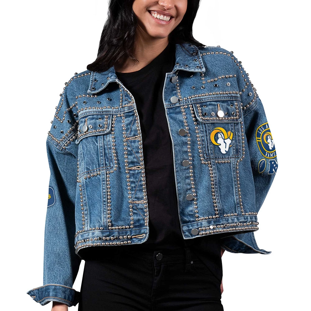 Veste en jean à boutons complets G-III 4Her par Carl Banks pour femmes des Los Angeles Rams First Finish