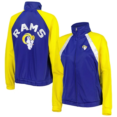 Women's G-III 4Her by Carl Banks Royal/Gold Los Angeles Rams Confetti Raglan Full-Zip Track Jacket