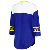 T-shirt à lacets manches 3/4 pour femme G-III 4Her by Carl Banks Royal/White Los Angeles Rams