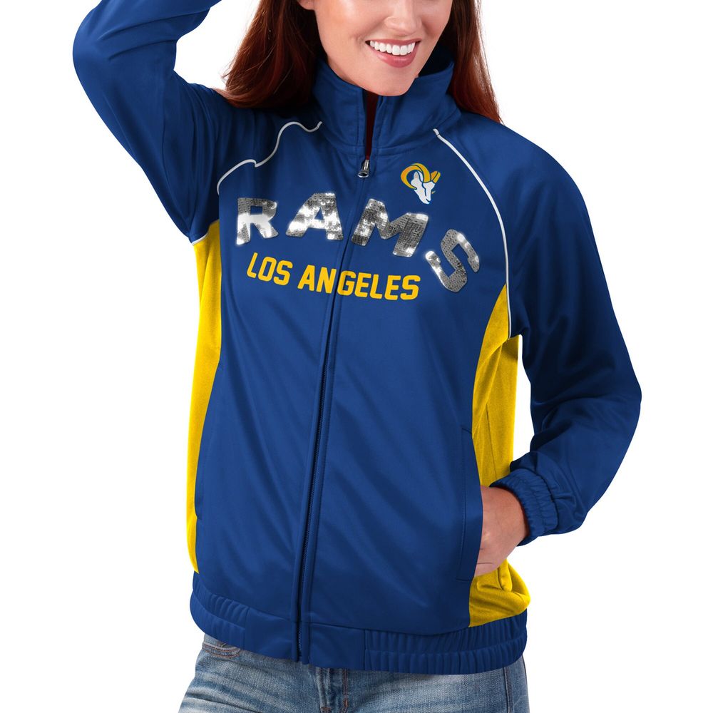 Women's G-III 4Her by Carl Banks Royal Los Angeles Rams Backfield Raglan - Full-Zip Track Jacket