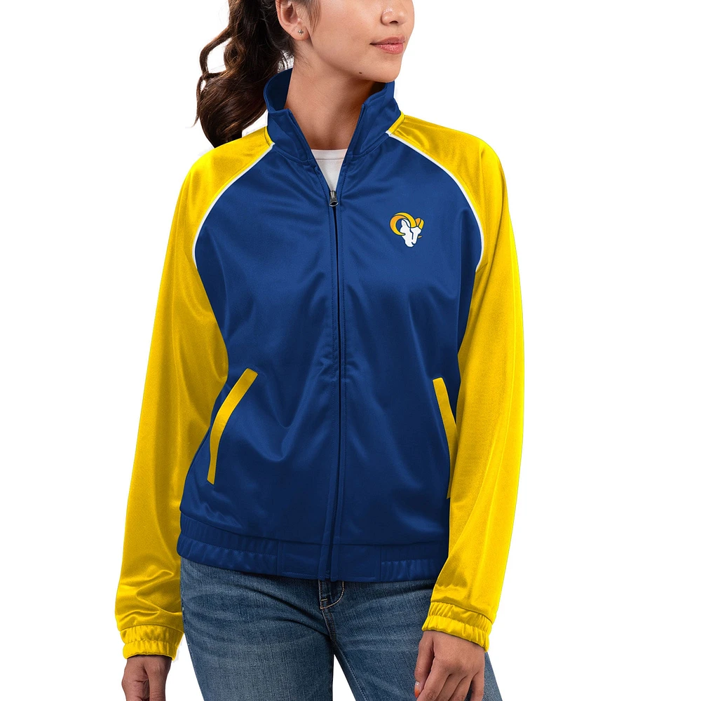 Veste de survêtement entièrement zippée Dolman pour femme G-III 4Her by Carl Banks Royal Los Angeles Rams Showup Fashion