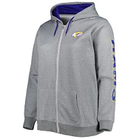 Women's Heather Charcoal Los Angeles Rams Plus Fleece Full-Zip Hoodie Jacket