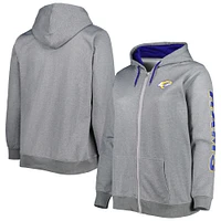 Women's Heather Charcoal Los Angeles Rams Plus Fleece Full-Zip Hoodie Jacket