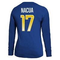 Women's Majestic Threads Puka Nacua Royal Los Angeles Rams Player Name & Number Long Sleeve T-Shirt