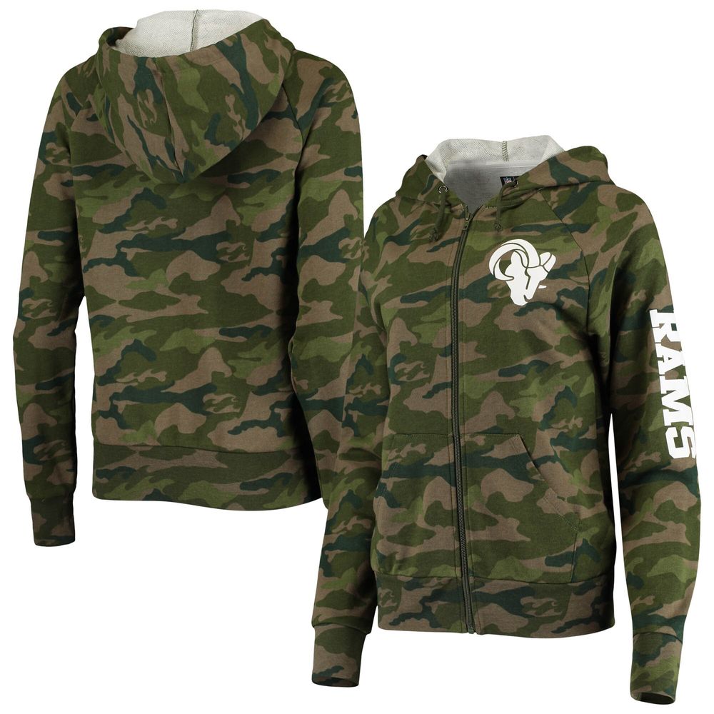 New Era Women's New Era Camo Los Angeles Rams Raglan Full-Zip Hoodie