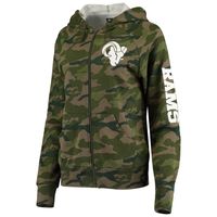 Women's New Era Camo Los Angeles Rams Raglan Full-Zip Hoodie