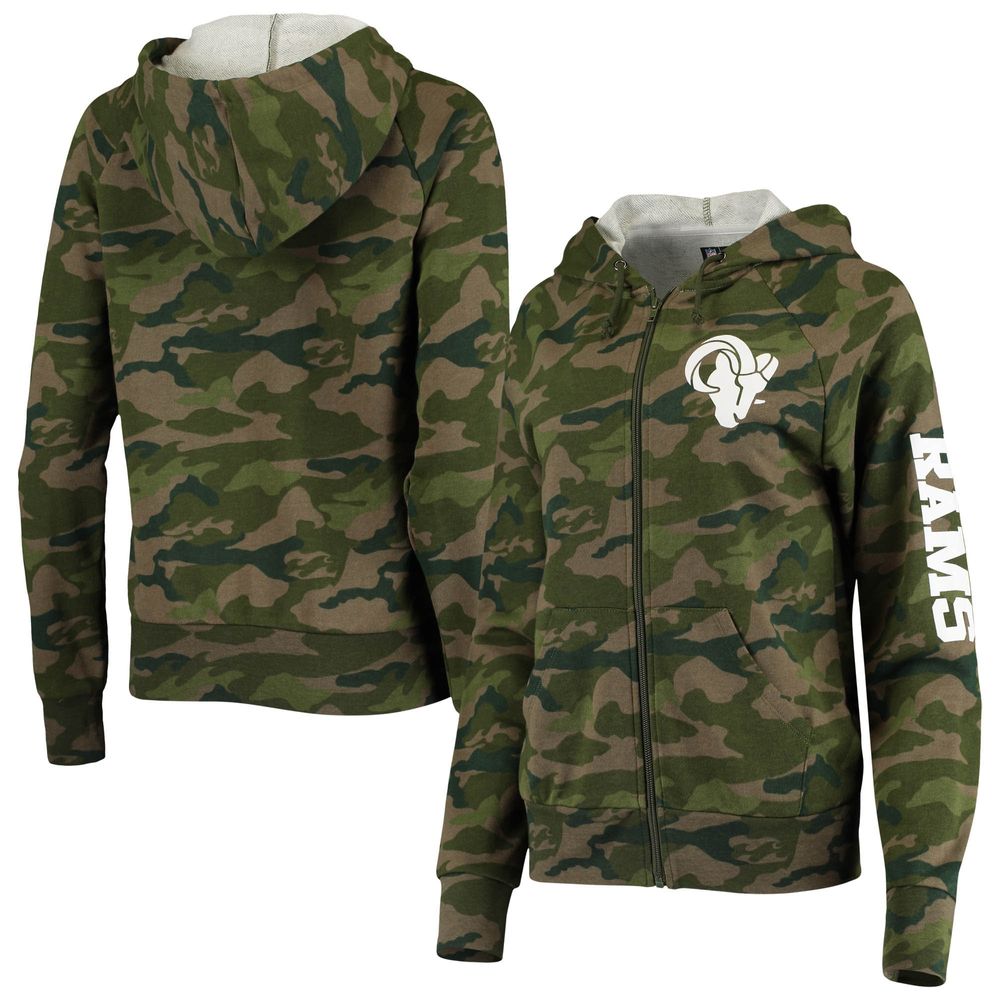 Women's New Era Camo Los Angeles Rams Raglan Full-Zip Hoodie