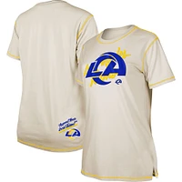 T-shirt fendu New Era crème Los Angeles Rams pour femme