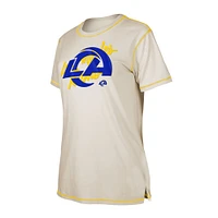 T-shirt fendu New Era crème Los Angeles Rams pour femme