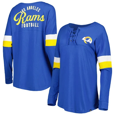 T-shirt à manches longues léger lacets Los Angeles Rams Athletic Varsity New Era Royal pour femme