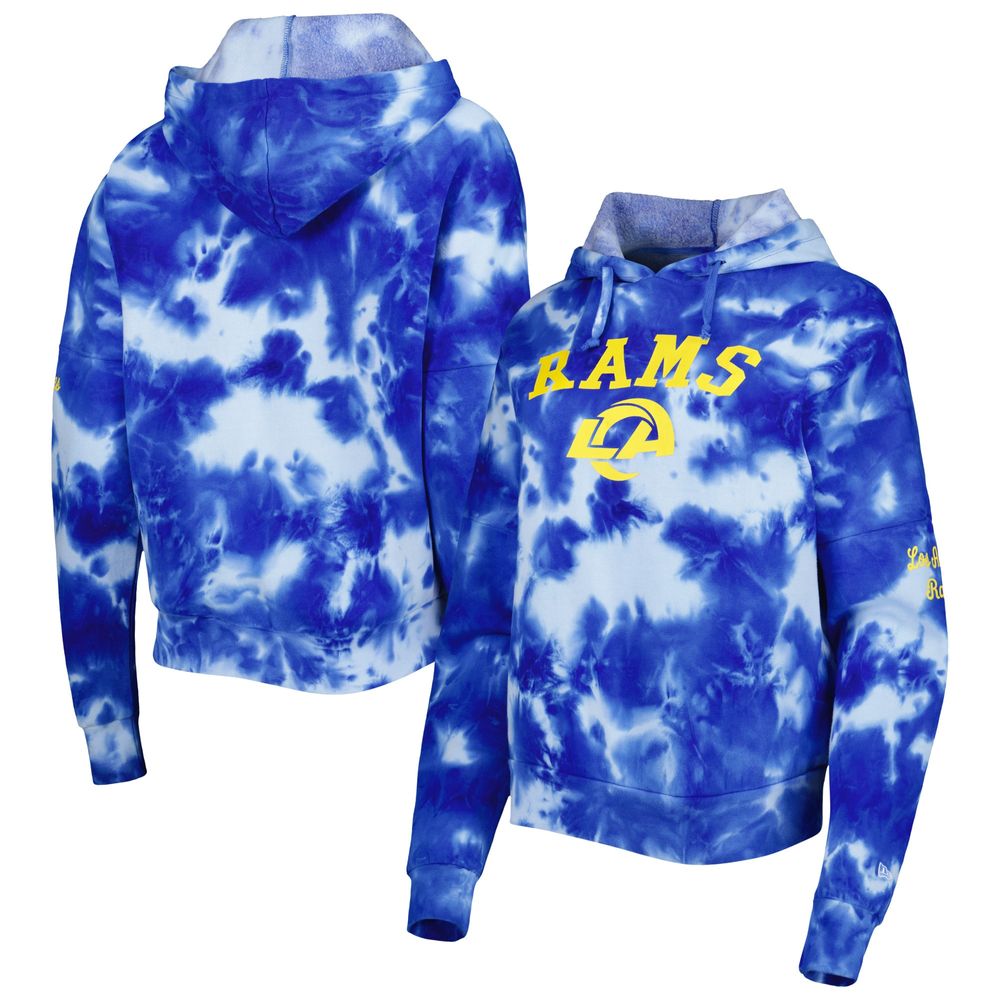 Women's New Era Royal Los Angeles Rams Cloud Dye Fleece Pullover Hoodie