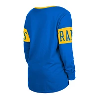 T-shirt à manches longues et col cranté Los Angeles Rams New Era Royal pour femme