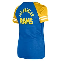 T-shirt raglan à lacets New Era Royal Los Angeles Rams pour femme