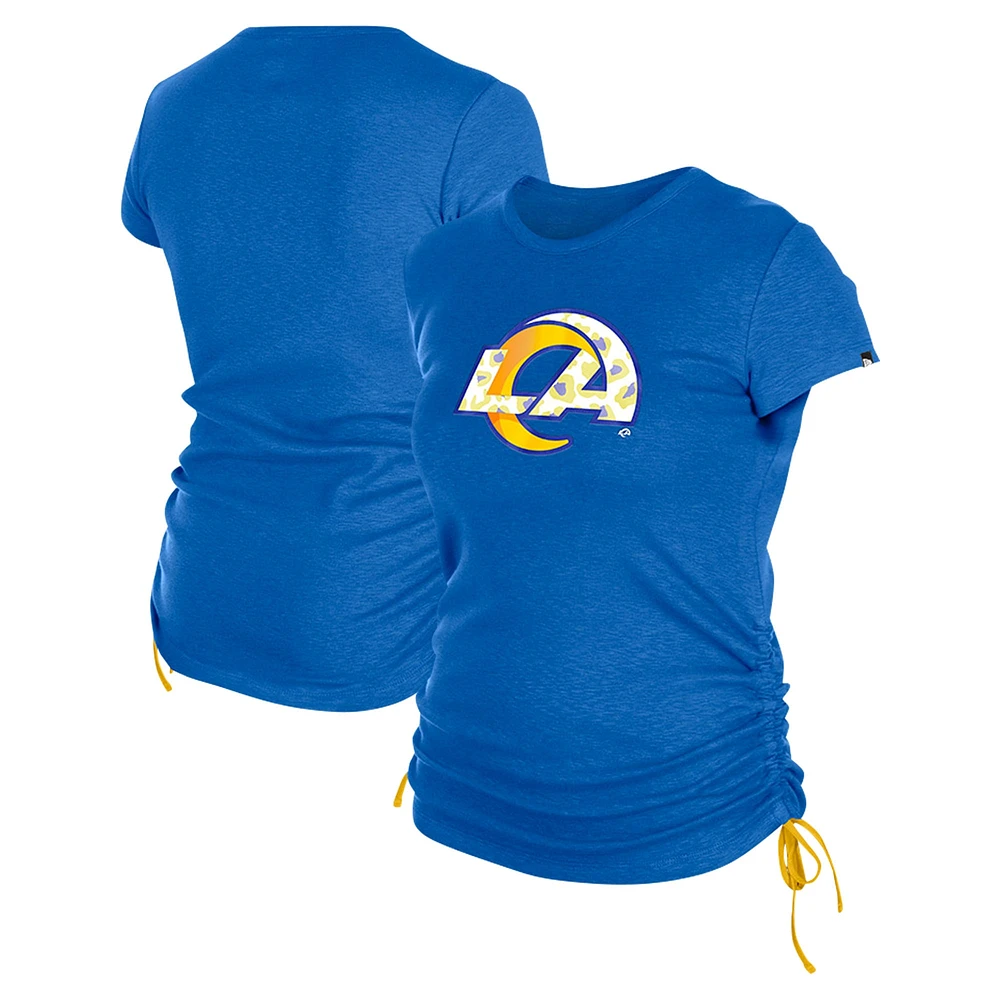 T-shirt froncé sur le côté New Era Royal Los Angeles Rams pour femme