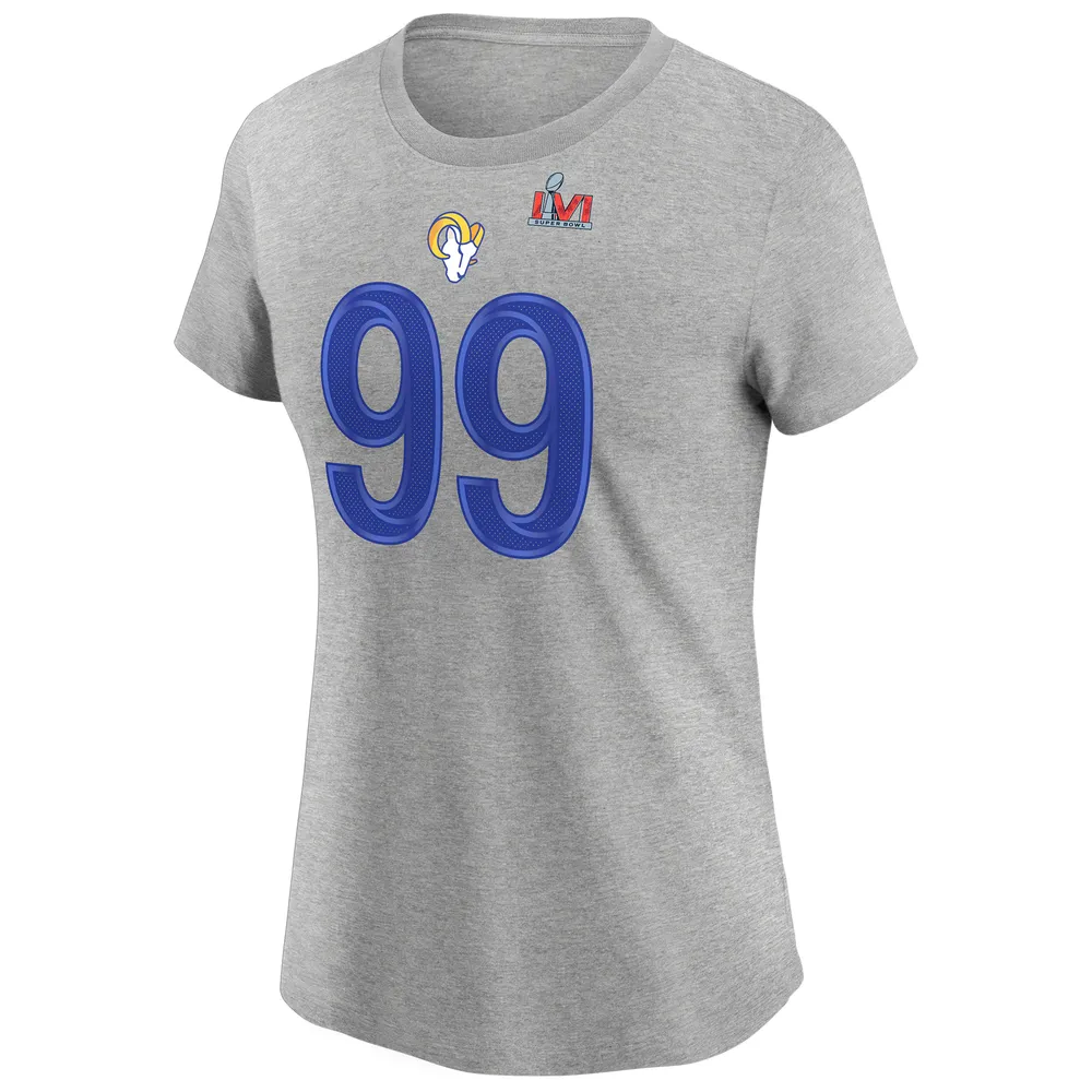 T-shirt pour femme Nike Aaron Donald Royal Los Angeles Rams Super Bowl LVI avec nom et numéro