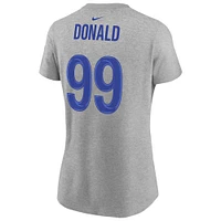 Women's Nike Aaron Donald Heathered Gray Los Angeles Rams Super Bowl LVI Bound Name & Number T-Shirt