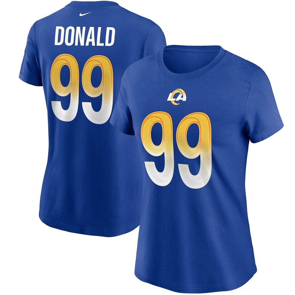 T-shirt avec nom et numéro Nike Aaron Donald Royal Los Angeles Rams pour femme