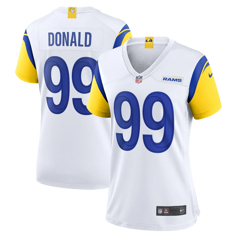 Maillot de match alternatif Nike Aaron Donald blanc des Los Angeles Rams pour femme