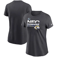 Women's Nike Anthracite Los Angeles Rams 2021 NFC Champions Locker Room Trophy Collection T-Shirt