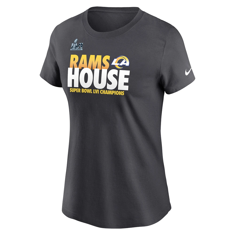 T-shirt Nike Los Angeles Rams Super Bowl LVI Champions Local anthracite pour femme