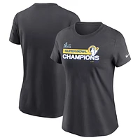 Women's Nike Anthracite Los Angeles Rams Super Bowl LVI Champions T-Shirt