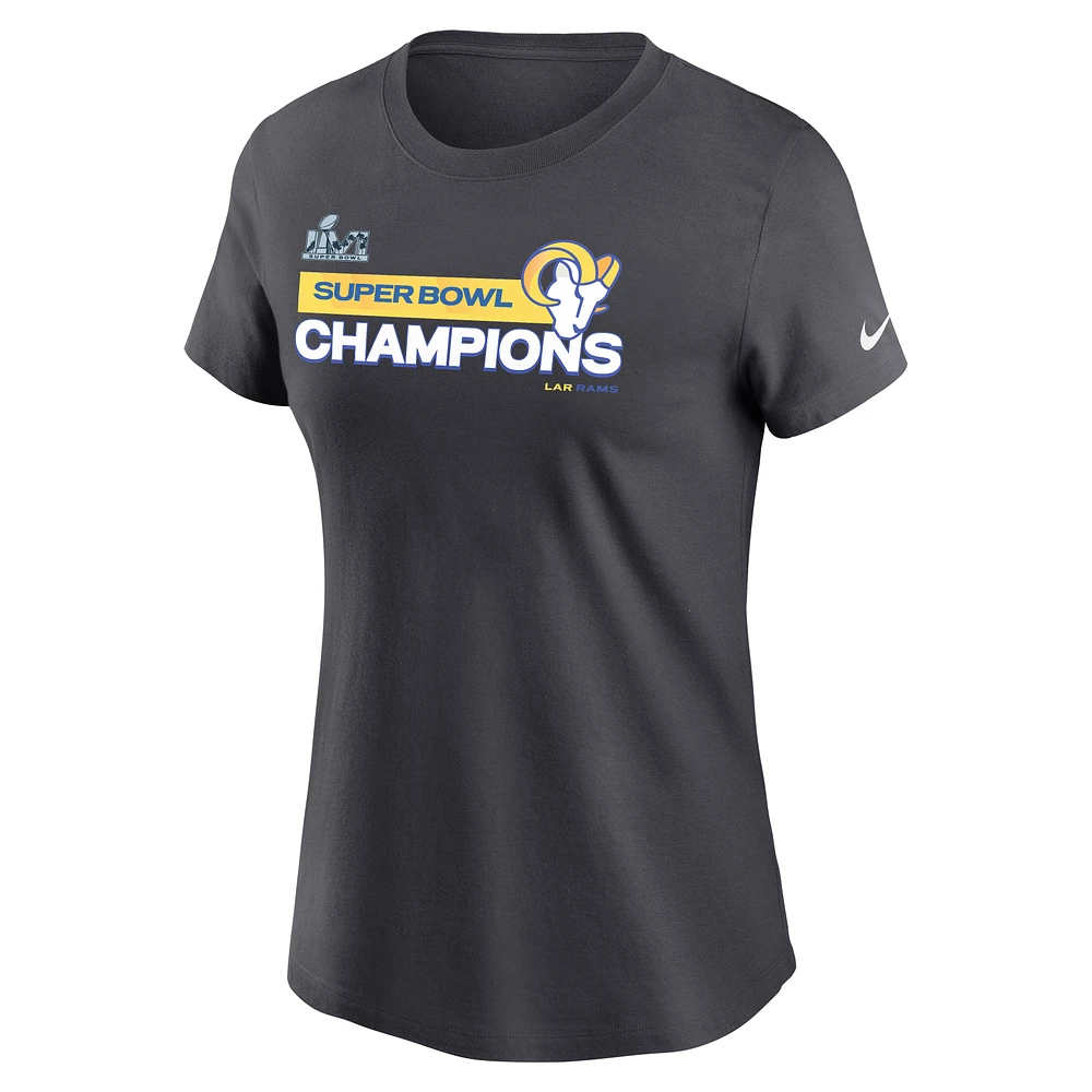 Women's Nike Anthracite Los Angeles Rams Super Bowl LVI Champions T-Shirt