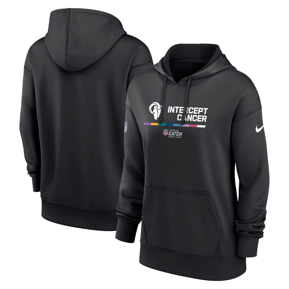Women's Nike Black Los Angeles Rams 2022 NFL Crucial Catch - Therma Performance Pullover Hoodie