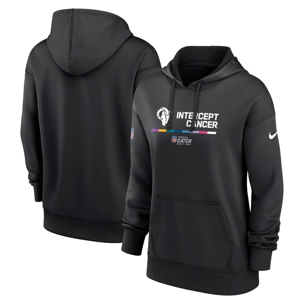 Women's Nike Black Los Angeles Rams 2022 NFL Crucial Catch - Therma Performance Pullover Hoodie