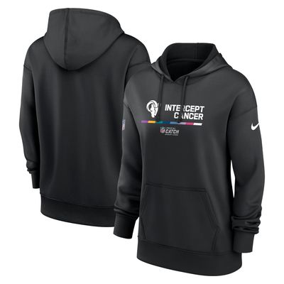 Women's Nike Black Los Angeles Rams 2022 NFL Crucial Catch - Therma Performance Pullover Hoodie