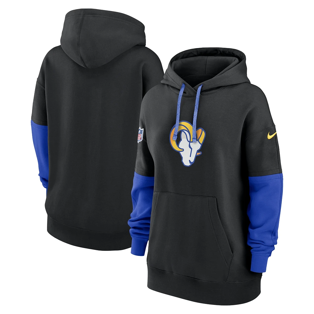 Sweat à capuche en polaire Nike noir Los Angeles Rams 2024 Sideline Essential pour femme