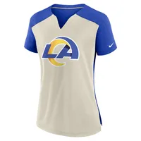 Women's Nike Bone/Royal Los Angeles Rams Impact Exceed Performance Notch Neck T-Shirt