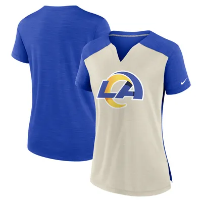 Women's Nike Bone/Royal Los Angeles Rams Impact Exceed Performance Notch Neck T-Shirt