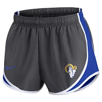 Women's Nike Charcoal Los Angeles Rams Logo Performance Tempo Shorts