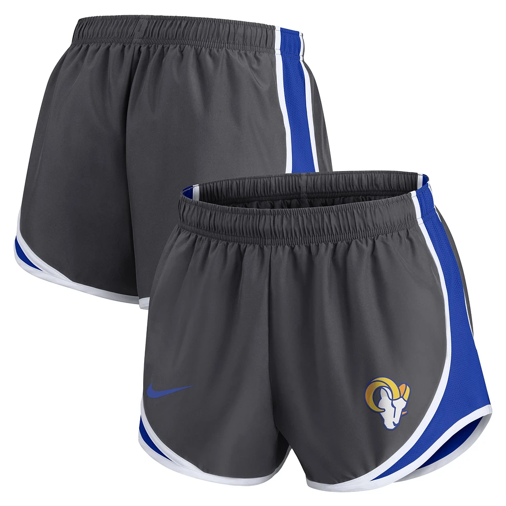 Women's Nike Charcoal Los Angeles Rams Logo Performance Tempo Shorts