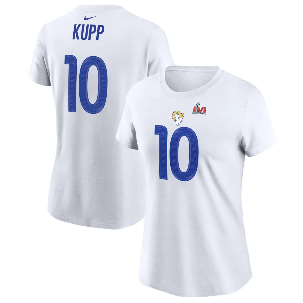 Women's Nike Cooper Kupp White Los Angeles Rams Super Bowl LVI Name & Number T-Shirt