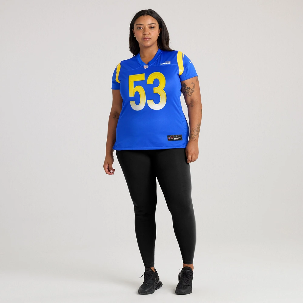 Maillot Nike Ernest Jones Royal Los Angeles Rams Team Game Player pour femme