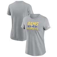 T-shirt emblématique Nike gris Los Angeles Rams 2023 NFL Playoffs pour femme