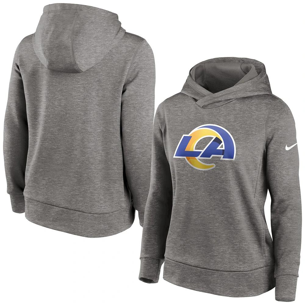 Haut à capuche léger et performant Nike Heather Charcoal Los Angeles Rams pour femme