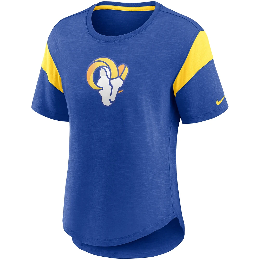 Haut tendance Nike Heather Royal Los Angeles Rams pour femme avec logo principal