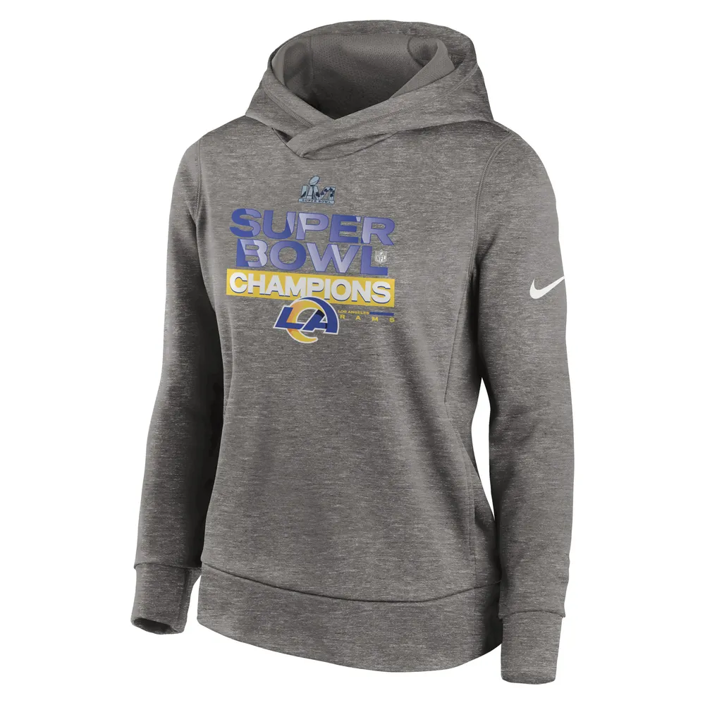 Women's Nike Heathered Charcoal Los Angeles Rams Super Bowl LVI Champions Locker Room Trophy Collection Pullover Hoodie