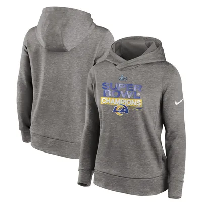 Women's Nike Heathered Charcoal Los Angeles Rams Super Bowl LVI Champions Locker Room Trophy Collection Pullover Hoodie