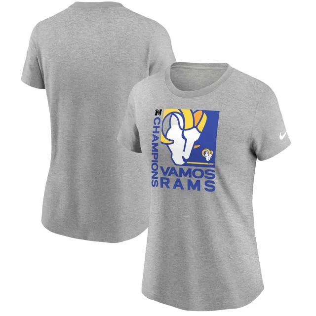 Women's Los Angeles Rams Fanatics Branded Heathered Charcoal Super Bowl LVI  Champions Schedule V-Neck T-Shirt