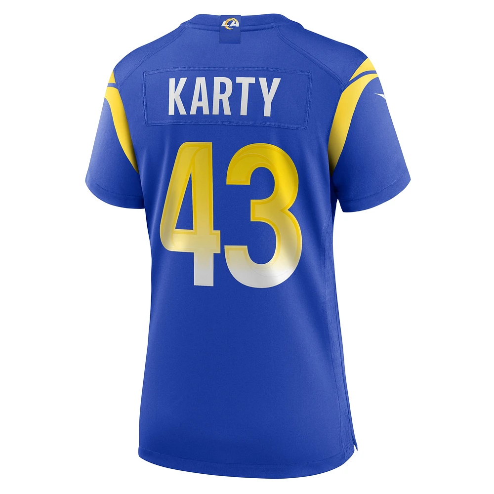 Maillot de match Nike Joshua Karty Royal Los Angeles Rams pour femme