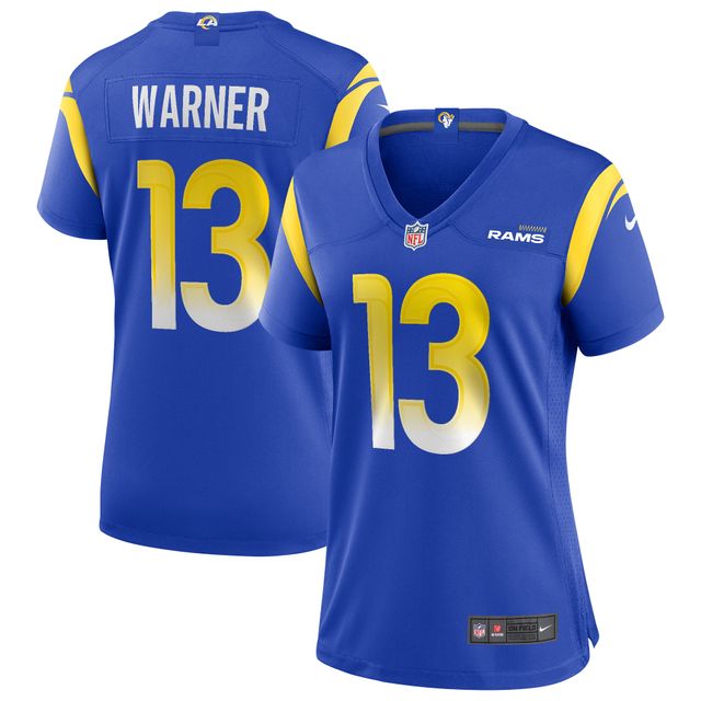 Maillot de joueur retraité Nike Kurt Warner Royal Los Angeles Rams Game pour femme