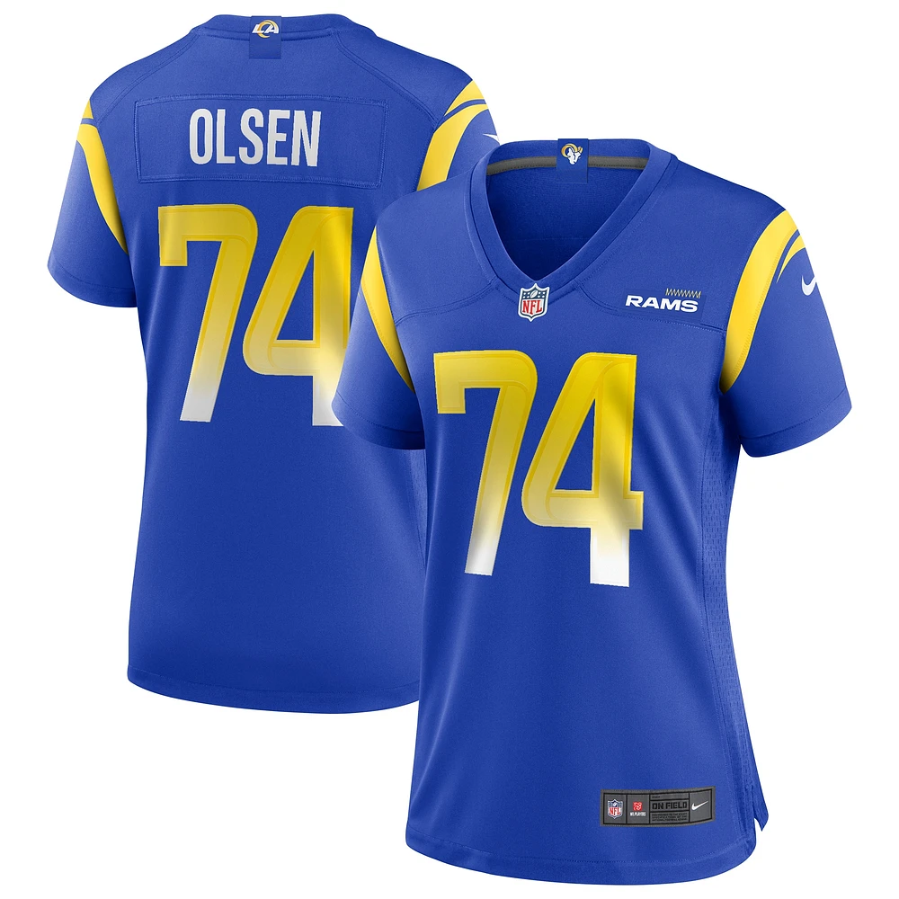 Maillot de joueur retraité Nike Merlin Olsen Royal Los Angeles Rams Game pour femme