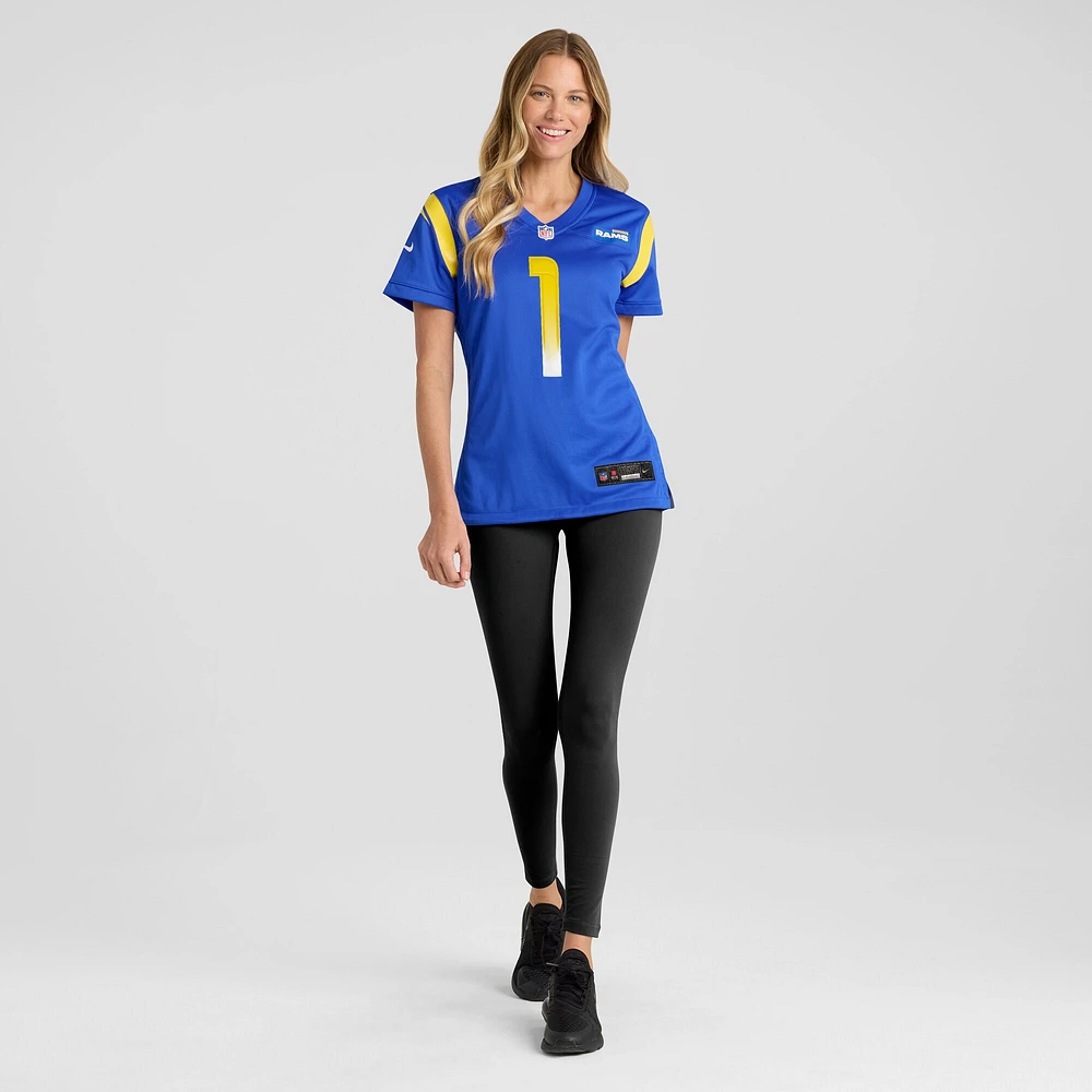 Maillot de match Nike numéro 1 Bride Royal Los Angeles Rams pour femme