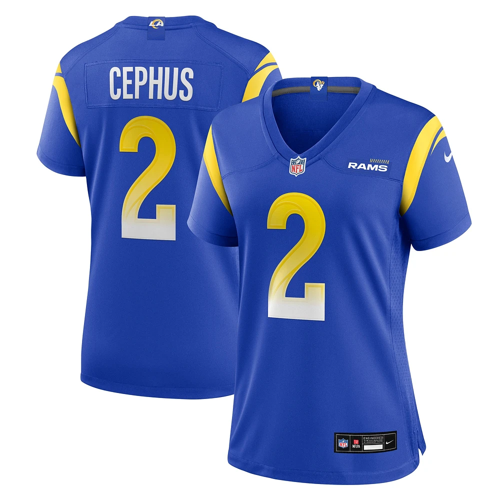 Maillot de match l'équipe Nike Quintez Cephus Royal Los Angeles Rams pour femme